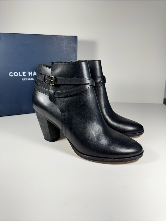 Cole Haan Shoes - Cole Haan Hayes Black Leather Buckle Ankle Heel Booties women’s 9 Winter Boots
